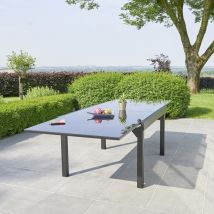 Berah Getah - Table de jardin en aluminium noir extensible 8/12 places