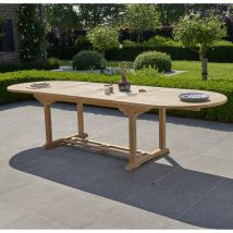 Berah Getah - Table de jardin en teck massif extensible ovale 10/12 places