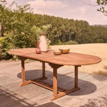 Table de jardin en teck huilé extensible ovale 8/10 places