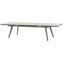Hesperide - Table de jardin extensible Pulpy vert laurier & gris granite 12 places en aluminium verre et céramique - Hespéride