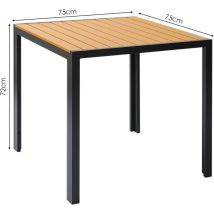 Table de Jardin Extérieur,Table de Balcon Carrée,Table de Terrasse, Aluminium,WPC,Résistante aux Intempéries (75x75cm,Marron)