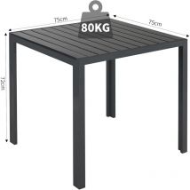 Table de Jardin Extérieur,Table de Balcon Carrée,Table de Terrasse, Aluminium,WPC,Résistante aux Intempéries (75x75cm,Noir)
