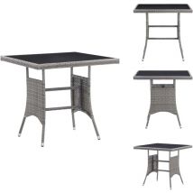 Table de jardin gris 80x80x74 cm résine tressée - Table De Jardin - Table Extérieure - Mobilier De Jardin - Table En Résine Tressée - Table Avec