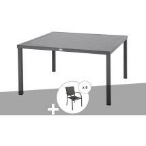 Hesperide - Table de jardin carrée Piazza 8 places Graphite avec 8 fauteuils Piazza - Hespéride