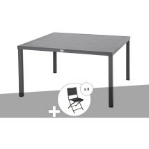 Hesperide - Table de jardin carrée Piazza 8 places Graphite avec 8 chaises Modula - Hespéride
