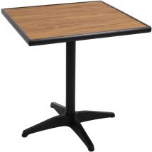 Table de jardin HHG 861, table de balcon table de bistrot, gastronomie aluminium aspect bois, noir, teak