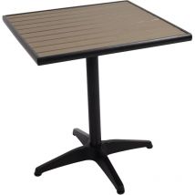 [JAMAIS UTILISÉ] Table de jardin HHG-861, table de balcon table de bistrot, gastronomie Outdoor revêtement alu aspect bois, noir, gris