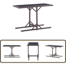 Table de jardin Marron 110x53x72 cm Verre et résine tressée - Table De Jardin - Table D'extérieur - Mobilier De Jardin - Table En Résine Tressée