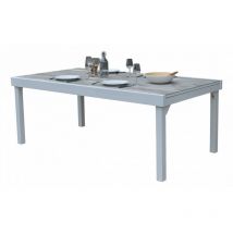 Wilsa Garden - Table de jardin ModuloWood t 8/12 Verre Déco Bois Blanc