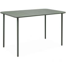 Sweeek - Table de jardin métal 4 places. kaki. Amelia. 120x70cm. traitement antirouille. lattes et bords arrondis