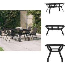 Table de jardin Noir 140x70x70 cm Acier et verre - Table De Jardin - Table Extérieure - Table Patio - Table En Métal - Table Noire