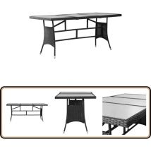 Table de jardin noir 170x80x74 cm résine tressée - Table De Jardin - Salon De Jardin - Mobilier De Jardin - Table Extérieure - Table Ronde