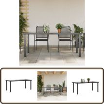 Table de jardin Noir 190x90x74 cm Aluminium et verre - Table De Jardin - Table D'extérieur - Table En Verre - Table Aluminium - Mobilier De Jardin