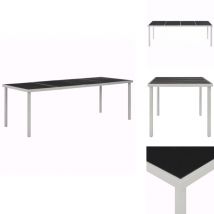 Table de jardin Noir 220x90x74,5 cm Acier - Table De Jardin - Table D'extérieur - Table Repas - Mobilier De Jardin - Table Noire