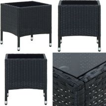 Table de jardin Noir 40x40x45 cm Résine tressée - Table De Jardin - Table D'extérieur - Mobilier De Jardin - Table En Résine Tressée - Table Noire