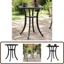 Table de jardin noir Ø48x53 cm aluminium coulé - Table De Jardin - Table Extérieure - Mobilier De Jardin - Table Ronde - Aluminium