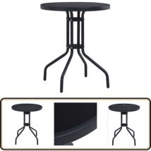 Table de jardin Noir 60 cm Acier et verre - Table De Jardin Ronde - Table Extérieure - Mobilier De Jardin - Table En Acier - Table En Verre