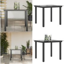 Table de jardin Noir 80x80x74 cm Aluminium et verre - Table De Jardin - Table D'extérieur - Table En Verre - Table Aluminium - Mobilier De Jardin