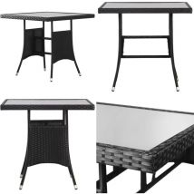Table de jardin Noir 80x80x74 cm Résine tressée - Table De Jardin - Table Extérieure - Mobilier De Jardin - Table En Résine Tressée - Table Avec
