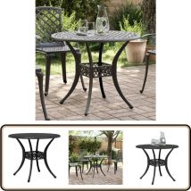 Table de jardin noir Ø90x75 cm aluminium coulé - Table De Jardin - Table Extérieure - Mobilier De Jardin - Table Ronde - Aluminium