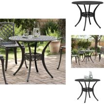 Table de jardin noir Ø90x75 cm aluminium coulé - Table De Jardin - Table Extérieure - Mobilier De Jardin - Table Ronde - Aluminium