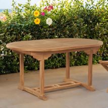 Wanda Collection - Table de jardin ovale en teck massif avec rallonge 160 (210) Nina