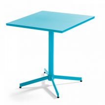 Oviala - Table de jardin carrée bistro inclinable en acier bleu - Palavas