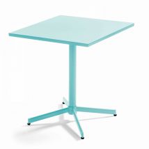 Table de jardin carrée bistro inclinable en acier turquoise 70cm - Palavas