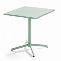 Oviala - Table de jardin carrée bistro inclinable en acier vert sauge 70cm - Palavas