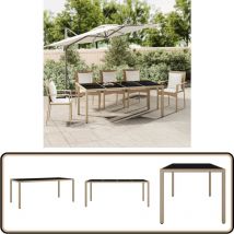 Table de jardin plateau en verre Résine tressée verre trempé - Table De Jardin - Table Extérieure - Mobilier De Jardin - Table En Verre - Table