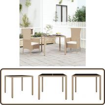 Table de jardin plateau en verre Résine tressée verre trempé - Table De Jardin - Table Extérieure - Mobilier De Jardin - Table En Verre - Table