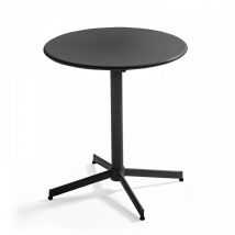 Oviala - Table de jardin ronde bistro inclinable en acier anthracite - Palavas