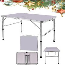 Table de jardin pliante 90 x 60 cm - Hauteur réglable - Table de camping en aluminium - Capacité 30 kg