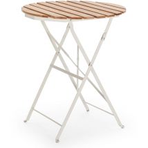 Vs Venta-stock - Table de jardin pliante Ambar en bois et métal blanc