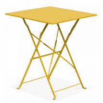 Table de jardin pliante bistrot en acier jaune