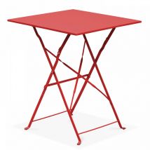 Table de jardin pliante bistrot en acier rouge