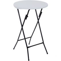 Spetebo - Table de Jardin Pliante Ronde ø 60 cm - Blanche - Table Bistrot Pliante avec Structure en Acier Noir