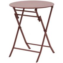 Hesperide - Table de jardin pliante ronde Greensboro lie de vin 2 places en acier - Hespéride