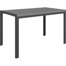 Table de jardin rectangulaire 4 personnes métal plateau résine tressée gris
