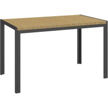 Table de jardin rectangulaire 4 personnes métal plateau résine tressée naturel