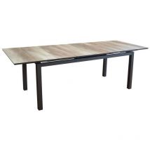 Table de jardin rectangulaire extensible Tahaa plateau Fundermax graphite/wood 180/240 cm - Proloisirs