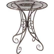 Table de jardin ronde 2 places style fer forgé dia. 85 cm métal brun