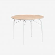 Table de jardin ronde Ø100 cm en aluminium et bois d'acacia Basper Sklum Blanc Gardenia