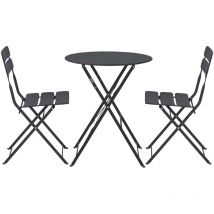Table de terrasse ronde pliante et 2 chaises pliantes anthracite
