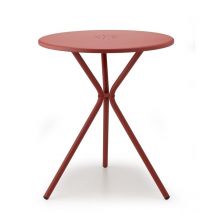 Gbshop - Table de jardin, Table ronde extérieur Leo Rouge en Metal, Scab design