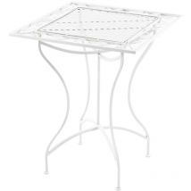 Table de jardin terrasse balcon design rustique en fer forgé blanc 100003041