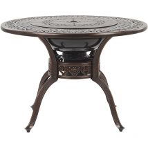 Table de Jardin Braséro Ronde 105 cm en Aluminium Marron Cuivré Manfria