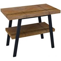Table de lavabo TWIGA 90x72x50 cm, noir mat/bois neuf