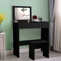 Llb Living Life Bed - Coiffeuse table de maquillage noire avec tiroir et miroir Nicole Black