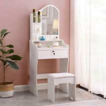 Llb Living Life Bed - Coiffeuse et table de maquillage mobile avec miroir et tabouret Flora